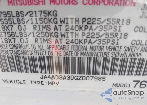 2016 Mitsubishi Outlander Se из США, поврежденный, VIN JA4AD3A30GZ007985